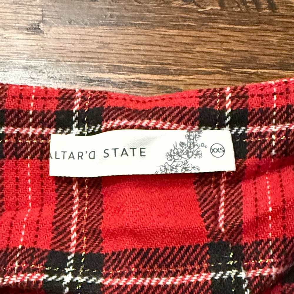 Altar'd State Red Plaid Skater Skirt - Picture 4 of 9